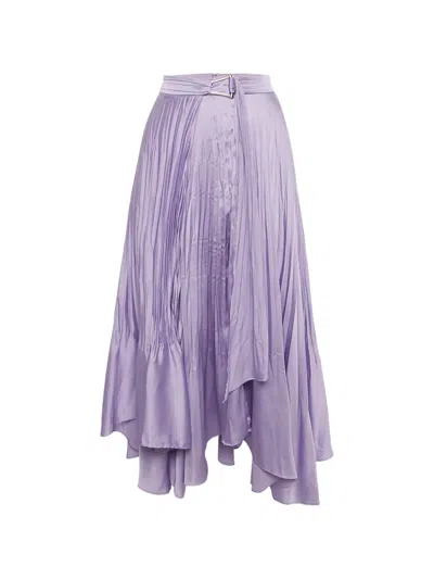 Pre-owned Simkhai Mckenna Plissé Midi Skirt In Purple