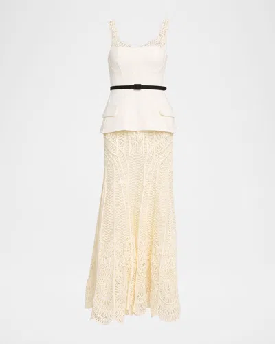 Simkhai Mckinnon Sleeveless Corseted Lace Gown In Neutral