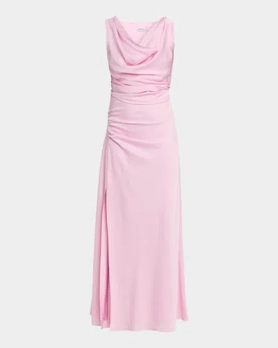 Simkhai Melaney Sleeveless Cowl-neck Satin Maxi Dress In Pink
