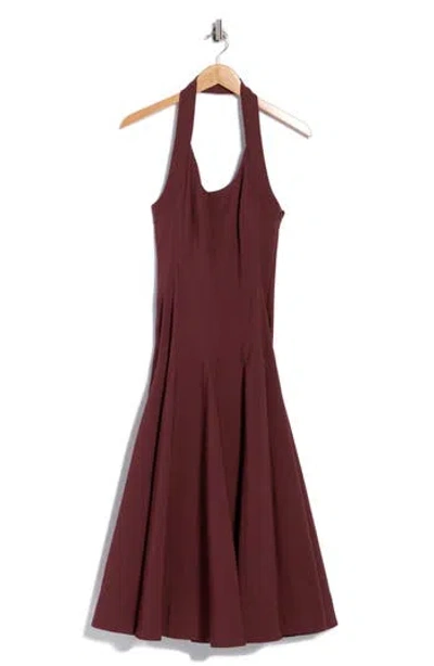 Simkhai Melissa Cotton Halter Midi Dress In Mahogany In Red