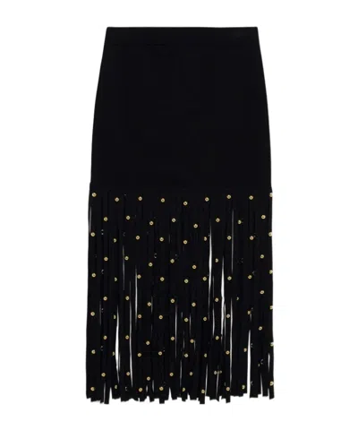 Simkhai Melvami Studded Fringe Skirt In Black