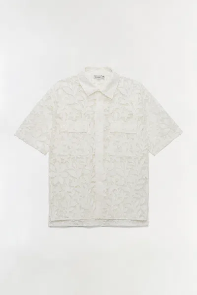 Simkhai Men's Alan Cotton Lace Shirt In White