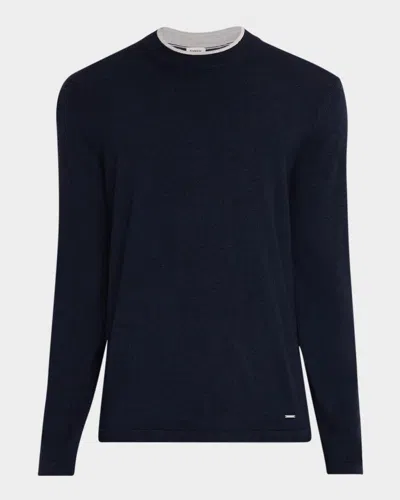 Simkhai Men & Apos;s Barrett Tipped Crewneck Sweater In Blue