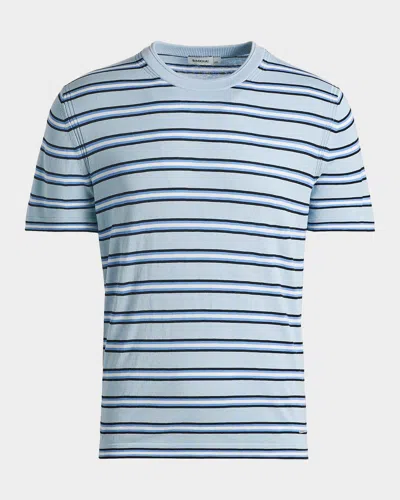 Simkhai Men & Apos;s Duke Striped Silk-cotton T-shirt In Blue