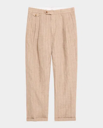 Simkhai Men & Apos;s Jacob Striped Linen Pleated Pants In Pink