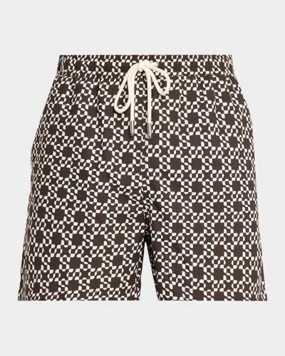 Simkhai Malachi Swim Shorts 14.5 Chocolate Ivory In Multi