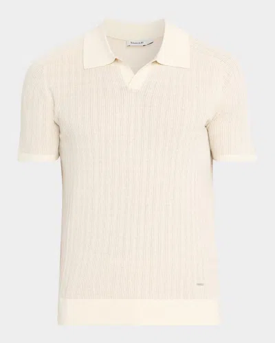Simkhai Men & Apos;s Radcliff Cotton And Linen Knit Johnny Collar Polo Shirt In Neutral