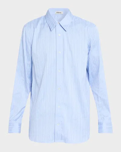 Simkhai Men & Apos;s Tristan Tonal Stripe Button-front Shirt In French Blu