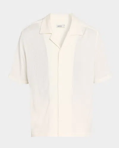 Simkhai Men & Apos;s Troy Open-stitch Camp Shirt In Neutral