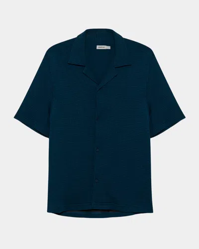 Simkhai Men & Apos;s Troy Waffle-weave Short-sleeve Shirt In Blue