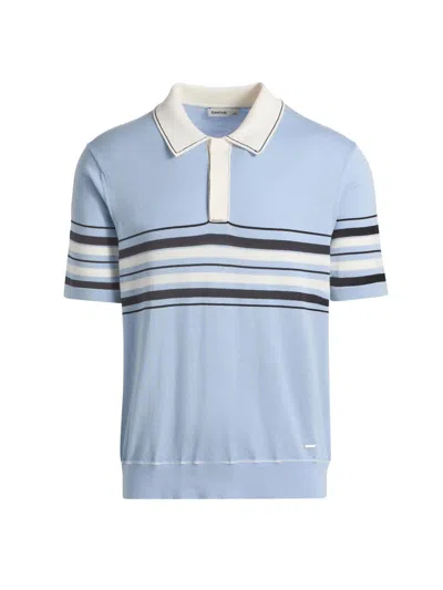 Simkhai Mens Periwinkle Sky Multi Brandon Popver Cotton Polo Shirt Xxl In Blue