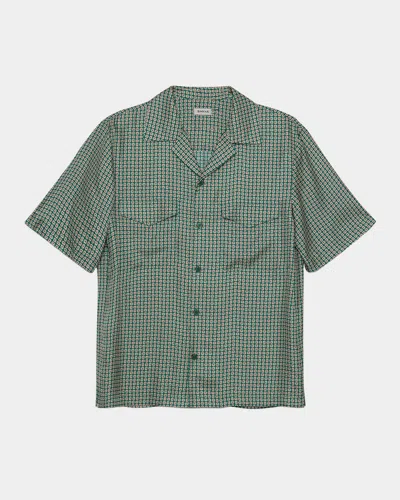 Simkhai Men's Clarke Printed Silk Camp Shirt In Green