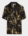 Simkhai Connor Regular Fit Palm Print Silk Camp Shirt In Windswept Palm Print