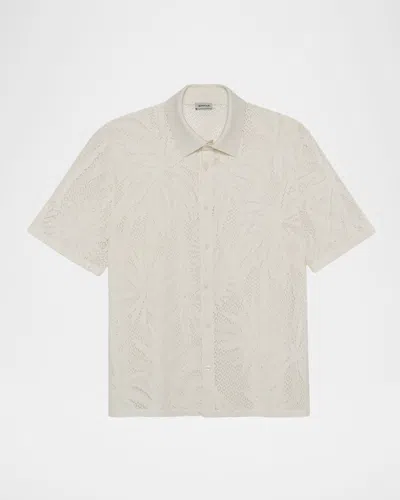 Simkhai Men's Conrad Lace Button-front Shirt In White