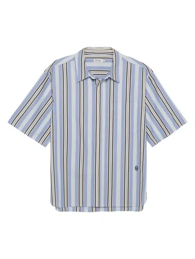 SIMKHAI MEN'S DEACON STRIPED COTTON OVERSIZED SHIRT