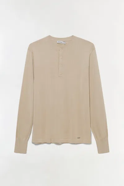 Simkhai Men's Dolton Knit Henley In Cream In Brown