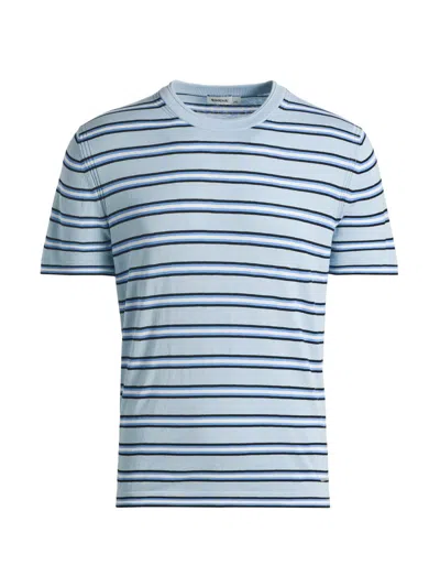 Simkhai Men's Duke Striped Silk-cotton T-shirt In Blue