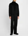 Simkhai Men's Elvis Pleated Pull-on Pants In Charcoal Pinstripe