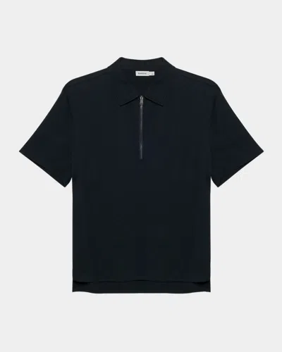 Simkhai Men's Ethan Quarter-zip Polo Shirt In Black