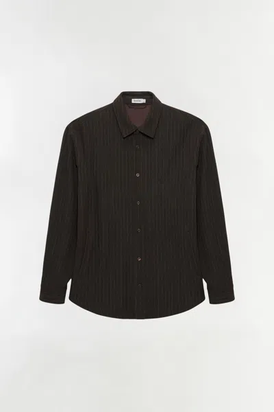 Simkhai Men's Everett Pinstripe Overshirt In Dark Chocolate
