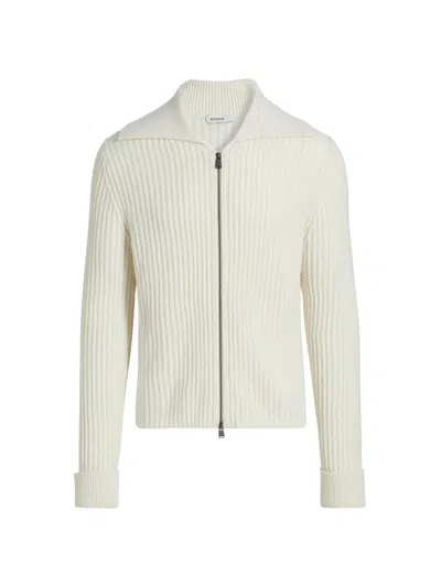 Simkhai Men's Geoff Stretch-cashmere Full-zip Jacket In White