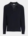Simkhai Men's Horatio Cotton And Cashmere Long-sleeve Polo Shirt In Black