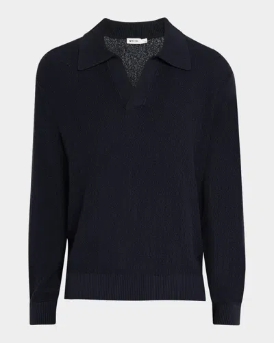 Simkhai Men's Horatio Cotton And Cashmere Long-sleeve Polo Shirt In Black