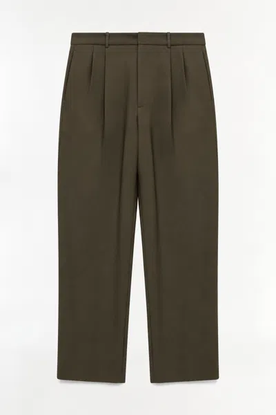 Simkhai Men's Julian Pleated Twill Trouser In Dark Olive