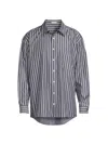 Simkhai Men's Khailed Shirt In Navy Stripe In Blue