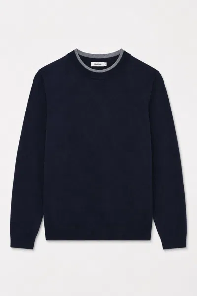 Simkhai Men's Knitted Barret Double Layer Crewneck In Midnight/multi In Blue