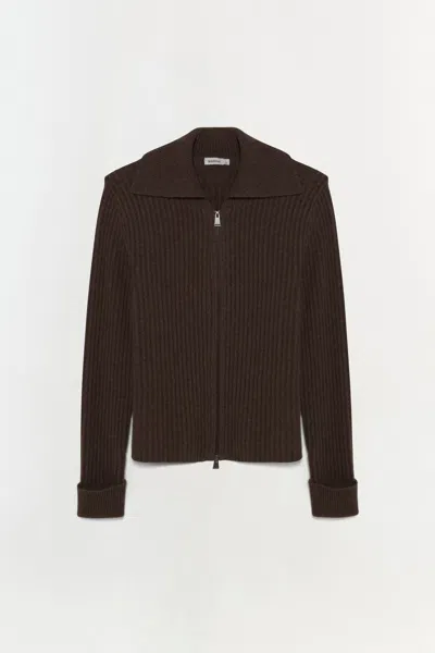 Simkhai Men's Knitted Geoff Cashmere Zip Up Jacket In Chocolate Melange In Brown