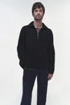 Simkhai Men's Knitted Henry Half Zip In Black In Black