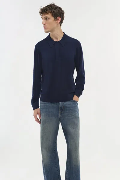 Simkhai Men's Knitted Louis Pop-over In Midnight In Blue