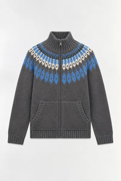 Simkhai Men's Knitted Marlowe Zip Cardigan In Dark Olive Multi