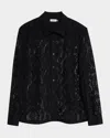 Simkhai Lace Button Down Shirt In Black
