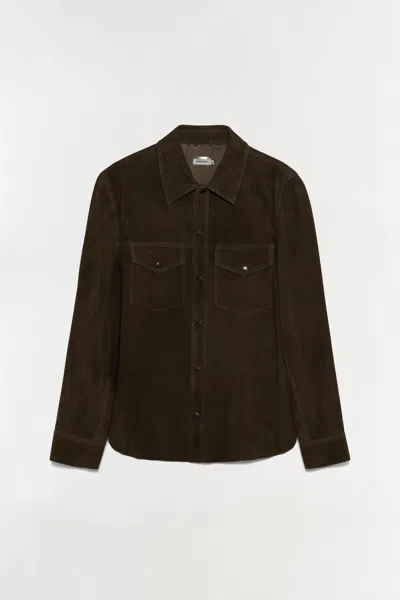 Simkhai Men's Michael Suede Utility Jacket In Ivy Green In Brown