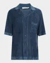 Simkhai Men's Ozzie Terry Knit Camp Shirt In Steel