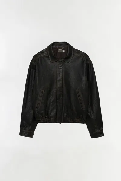 Simkhai Men's Raff Leather Jacket In Dark Chocolate