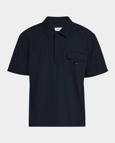 Simkhai Men's Ranaldo Pinstripe Popover Shirt In Midnight Stripe