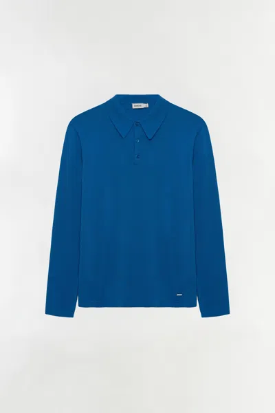 Simkhai Men's Reynolds Knit Polo Shirt In Capri