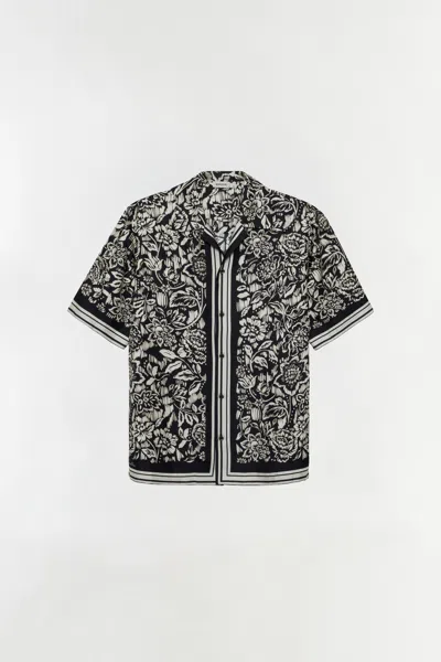 Simkhai Men's Short Sleeve Clarke Printed Silk Shirt In Black White