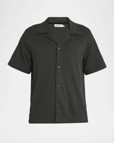 SIMKHAI MEN'S TROY TEXTURED POLYESTER CAMP SHIRT