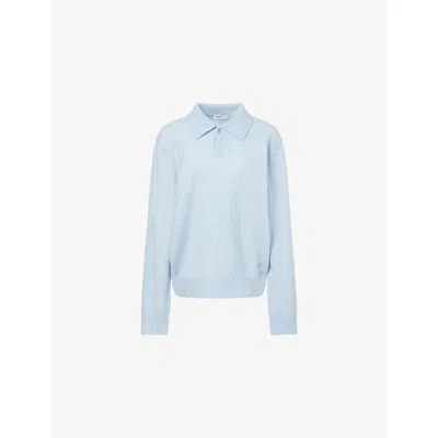 Simkhai Mens Breeze Davis Relaxed-fit Cashmere-blend Polo Jumper In Blue