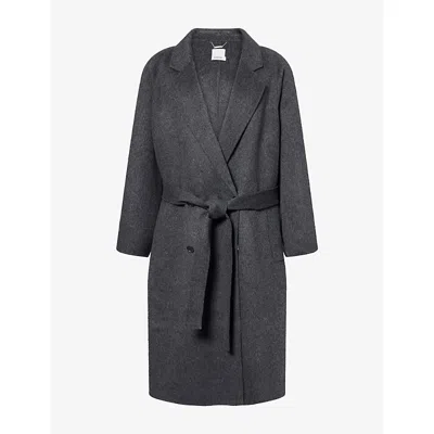 Simkhai Mens Dark Charcoal Sutton Double-breasted Wool-blend Coat In Gray