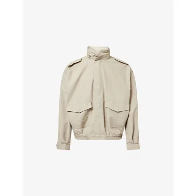 Simkhai Mens Fossil Shane Funnel-neck Tech Woven Jacket In Neutral