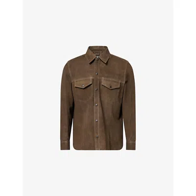 Simkhai Mens Ivy Green Michael Suede Utility Jacket In Brown