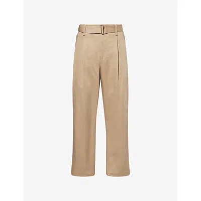Simkhai Mens Khaki Kent Pleated Cotton Trousers In Neutral
