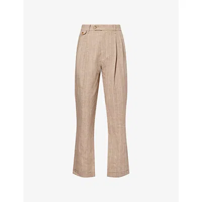 Simkhai Mens Rose Jacob Pleated Linen Trousers In Pink
