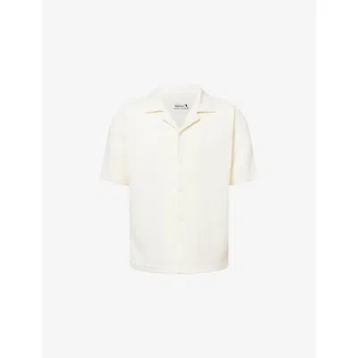 Simkhai Mens White Troy Short-sleeve Knitted Shirt Xxl