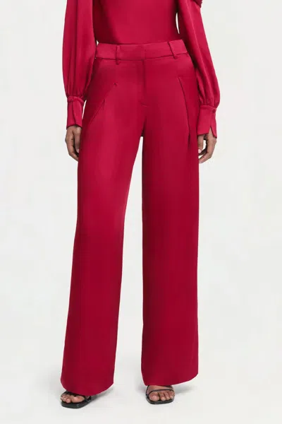 Simkhai Mercer Pleated Pant In Cherry Red